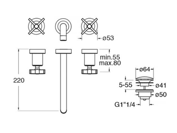 CROSS ROAD CRICR243 - Wall-mounted washbasin mixer with individual rosettes by CRISTINA Rubinetterie - view 3